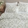 imageMartha Stewart  Queen Duvet Cover Set Smooth Sateen Front with Subtle Sheen amp Lightweight Cotton Percale Reverse 3 Piece Bed Set with Matching Pillowcases Sophia Stripe BlueHazel Floral Beige
