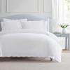 imageMartha Stewart  Queen Duvet Cover Set Smooth Sateen Front with Subtle Sheen amp Lightweight Cotton Percale Reverse 3 Piece Bed Set with Matching Pillowcases Sophia Stripe BlueSimple Scallop Beige