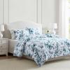 imageMartha Stewart  Queen Duvet Cover Set Smooth Sateen Front with Subtle Sheen amp Lightweight Cotton Percale Reverse 3 Piece Bed Set with Matching Pillowcases Sophia Stripe BlueVivian Floral Blue