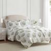 imageMartha Stewart  Queen Duvet Cover Set Smooth Sateen Front with Subtle Sheen amp Lightweight Cotton Percale Reverse 3 Piece Bed Set with Matching Pillowcases Sophia Stripe BlueElosie Floral Grey