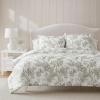 imageMartha Stewart  Queen Duvet Cover Set Smooth Sateen Front with Subtle Sheen amp Lightweight Cotton Percale Reverse 3 Piece Bed Set with Matching Pillowcases Sophia Stripe BlueAvery Floral Grey