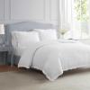 imageMartha Stewart  Queen Duvet Cover Set Smooth Sateen Front with Subtle Sheen amp Lightweight Cotton Percale Reverse 3 Piece Bed Set with Matching Pillowcases Sophia Stripe BlueSimple Scallop Beige