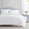 imageMartha Stewart  Queen Duvet Cover Set Smooth Sateen Front with Subtle Sheen amp Lightweight Cotton Percale Reverse 3 Piece Bed Set with Matching Pillowcases Sophia Stripe BlueSimple Scallop Green
