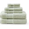imageMartha Stewart  Bath Towels Soft amp Absorbent 100 Cotton Towels Plush 700 GSM 6Piece Bathroom Towel Set with Textured Dobby Weave Skyland Manor GreenSkyland Manor Green