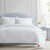 imageMartha Stewart  Queen Comforter Set Naturally Soft CottonRich Jacquard Bedding wMatching Pillowcases Textured 3 Piece Bed Set Garden Trellis WhiteSimple Scallop Blue