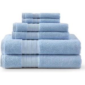 imageMartha Stewart  Bath Towels Soft amp Absorbent 100 Cotton Towels Plush 700 GSM 6Piece Bathroom Towel Set with Textured Dobby Weave Skyland Manor GreenSkyland Manor Blue