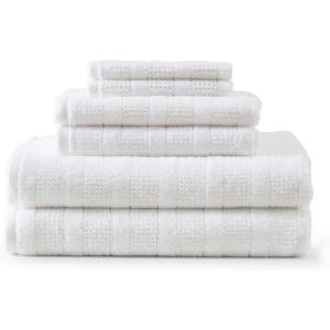 imageMartha Stewart  Bath Towels Soft amp Absorbent 100 Cotton Towels Solid 500 GSM 6Piece Bathroom Towel Set with Textured Weave Bedford Cottage GreenBedford Cottage White