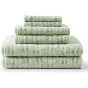 imageMartha Stewart  Bath Towels Soft amp Absorbent 100 Cotton Towels Solid 500 GSM 6Piece Bathroom Towel Set with Textured Weave Bedford Cottage GreenBedford Cottage Green