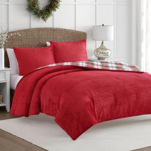 imageMartha Stewart  Queen Comforter Set Naturally Soft CottonRich Jacquard Bedding wMatching Pillowcases Textured 3 Piece Bed Set Garden Trellis WhiteDark Red