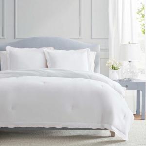 imageMartha Stewart  Queen Duvet Cover Set Smooth Sateen Front with Subtle Sheen amp Lightweight Cotton Percale Reverse 3 Piece Bed Set with Matching Pillowcases Sophia Stripe BlueSimple Scallop Pink