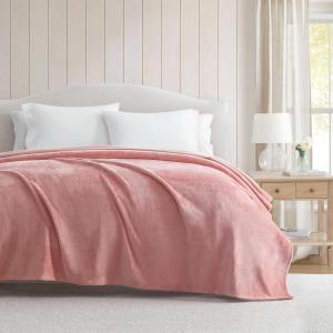 imageMartha Stewart  Queen Size Blanket UltraSoft Plush Fleece Throw Blanket with DoubleNeedle Stitching 350 GSM Medium Weight Bedding for Bed or Couch Bedford Solid YellowBedford Solid Pink