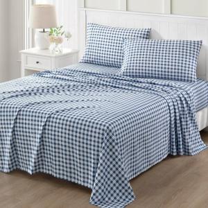 imageMartha Stewart  Queen Size Sheet Set Smooth amp Lightweight Bedding with Deep Pockets Fade amp Wrinkle Resistant Bed Sheets with Matching Pillowcases Ditsy Floral PinkTodd Checks Blue