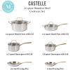 imageMartha Stewart Castelle Large 12 Stainless Steel Frying Pan Non Toxic Fry Pan SkilletStainless Steel W Gold Handle