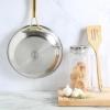 imageMartha Stewart Castelle Large 12 Stainless Steel Frying Pan Non Toxic Fry Pan SkilletStainless Steel W Gold Handle