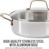 imageMartha Stewart Castelle Large 12 Stainless Steel Frying Pan Non Toxic Fry Pan SkilletStainless Steel W Gold Handle