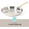 imageMartha Stewart Castelle Large 12 Stainless Steel Frying Pan Non Toxic Fry Pan SkilletStainless Steel W Gold Handle