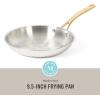 imageMartha Stewart Castelle Large 12 Stainless Steel Frying Pan Non Toxic Fry Pan SkilletStainless Steel W Gold Handle