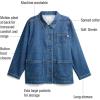 imageMartha Stewart Womens Garden Chore Jacket Lightweight Utility Coat Casual Outerwear Long SleeveVintage Wash