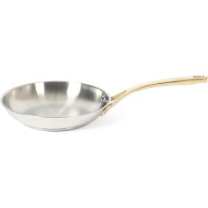 imageMartha Stewart Castelle Large 12 Stainless Steel Frying Pan Non Toxic Fry Pan SkilletStainless Steel W Gold Handle