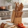 imageMartha Stewart Austenwood 15Piece Knife Block Set German Stainless Steel Kitchen Knives with Forged Italian Olive Wood HandleStainless Steel Blade  Olive Wood Handle