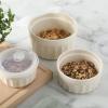 imageMartha Stewart Broadbrook 6 Piece Stoneware Meal Prep Container Set with Lids Rectangular Food Storage amp Bakewar Oven Refridgerator Microwave Dishwasher SafeCream Broadbrook  Round