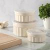imageMartha Stewart Broadbrook 6 Piece Stoneware Meal Prep Container Set with Lids Rectangular Food Storage amp Bakewar Oven Refridgerator Microwave Dishwasher SafeCream Broadbrook  Round