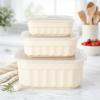 imageMartha Stewart Broadbrook 6 Piece Stoneware Meal Prep Container Set with Lids Rectangular Food Storage amp Bakewar Oven Refridgerator Microwave Dishwasher SafeCream Broadbrook  Rectangular