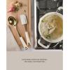 imageMartha Stewart Lockton 2Piece Kitchen Scraper and Spoon Set  Stainless Steel and Nylon Cooking Utensils with Linen Handles and Gold Accents Durable HeatResistant Tools