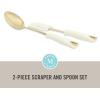 imageMartha Stewart Lockton 2Piece Kitchen Scraper and Spoon Set  Stainless Steel and Nylon Cooking Utensils with Linen Handles and Gold Accents Durable HeatResistant Tools