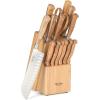 imageMartha Stewart Austenwood 15Piece Knife Block Set German Stainless Steel Kitchen Knives with Forged Italian Olive Wood HandleStainless Steel Blade  Olive Wood Handle