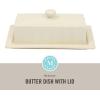 imageMartha Stewart Broadbrook Stoneware Butter Dish with Lid Rectangular Covered Butter Keeper 81 x 44 x 3 Inches Classic Cream Glaze Dishwasher Safe Ceramic Storage for Counter or Table