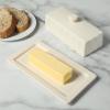 imageMartha Stewart Broadbrook Stoneware Butter Dish with Lid Rectangular Covered Butter Keeper 81 x 44 x 3 Inches Classic Cream Glaze Dishwasher Safe Ceramic Storage for Counter or Table