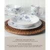 imageMartha Stewart Empress Bouquet 30 Piece Decorated Porcelain Chip and Scratch Resistant Dinnerware Plates and Bowls Set  Blue FloralBlue Floral