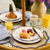 imageMartha Stewart Empress Bouquet 30 Piece Decorated Porcelain Chip and Scratch Resistant Dinnerware Plates and Bowls Set  Blue FloralBlue Floral