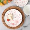 imageMartha Stewart Empress Bouquet 30 Piece Decorated Porcelain Chip and Scratch Resistant Dinnerware Plates and Bowls Set  Blue FloralPink Floral