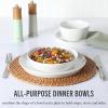 imageMartha Stewart Selma Pasta Bowls Set of 6 43oz White Porcelain Soup Bowls amp Salad Bowl Wide and Shallow Chip Resistant Dishwasher amp Microwave SafeWhite
