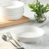 imageMartha Stewart Selma Pasta Bowls Set of 6 43oz White Porcelain Soup Bowls amp Salad Bowl Wide and Shallow Chip Resistant Dishwasher amp Microwave SafeWhite Pasta Bowls