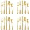 imageMartha Stewart Torino 20Piece Gold Flatware Set Service for 4  Stainless Steel Silverware wPVD Gold Handle Mirror Polish  Dishwasher Safe Rust Resistant Chip Resistant  Glamorous Utensil SetGold Torino
