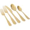imageMartha Stewart Torino 20Piece Gold Flatware Set Service for 4  Stainless Steel Silverware wPVD Gold Handle Mirror Polish  Dishwasher Safe Rust Resistant Chip Resistant  Glamorous Utensil SetGold Torino