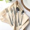 imageMartha Stewart Torino 20Piece Gold Flatware Set Service for 4  Stainless Steel Silverware wPVD Gold Handle Mirror Polish  Dishwasher Safe Rust Resistant Chip Resistant  Glamorous Utensil SetSilver Chiggi