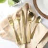 imageMartha Stewart Torino 20Piece Gold Flatware Set Service for 4  Stainless Steel Silverware wPVD Gold Handle Mirror Polish  Dishwasher Safe Rust Resistant Chip Resistant  Glamorous Utensil SetGold Torino