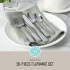 imageMartha Stewart Watercliffe 16 pc Flatware Set Stainless Steel wABS Handle  Warm Grey Pack of 2Halsey Mirror Polish