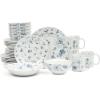 imageMartha Stewart Empress Bouquet 30 Piece Decorated Porcelain Chip and Scratch Resistant Dinnerware Plates and Bowls Set  Blue FloralBlue Floral