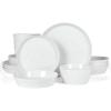 imageMartha Stewart Selma Pasta Bowls Set of 6 43oz White Porcelain Soup Bowls amp Salad Bowl Wide and Shallow Chip Resistant Dishwasher amp Microwave SafeWhite