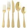 imageMartha Stewart Torino 20Piece Gold Flatware Set Service for 4  Stainless Steel Silverware wPVD Gold Handle Mirror Polish  Dishwasher Safe Rust Resistant Chip Resistant  Glamorous Utensil SetGold Torino