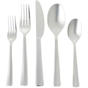 imageMartha Stewart Torino 20Piece Gold Flatware Set Service for 4  Stainless Steel Silverware wPVD Gold Handle Mirror Polish  Dishwasher Safe Rust Resistant Chip Resistant  Glamorous Utensil SetSilver Chiggi