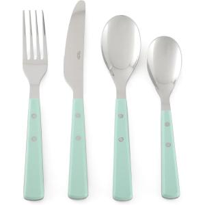 imageMartha Stewart Watercliffe 16 pc Flatware Set Stainless Steel wABS Handle  Warm Grey Pack of 2Watercliffe Martha Blue