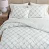 imageMartha Stewart  Queen Comforter Set 100 Silky Smooth Cotton Sateen Floral Bedding for Year Round Comfort 3 Piece Bed Set with Matching Pillowcases Songbird YellowRomantic Trellis Blue