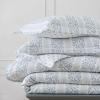 imageMartha Stewart  Queen Comforter Set 100 Silky Smooth Cotton Sateen Floral Bedding for Year Round Comfort 3 Piece Bed Set with Matching Pillowcases Songbird YellowVerbena Stripe Blue