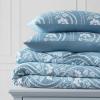 imageMartha Stewart  Queen Comforter Set 100 Silky Smooth Cotton Sateen Floral Bedding for Year Round Comfort 3 Piece Bed Set with Matching Pillowcases Songbird YellowSophia Stripe Blue